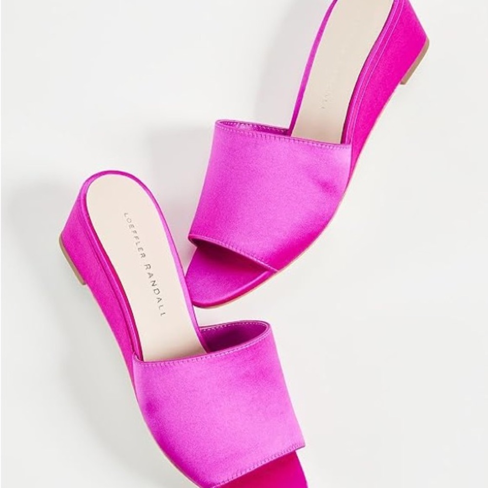 Loeffler Randall Women's Pink Kid Suede Slide Sandals Size 9